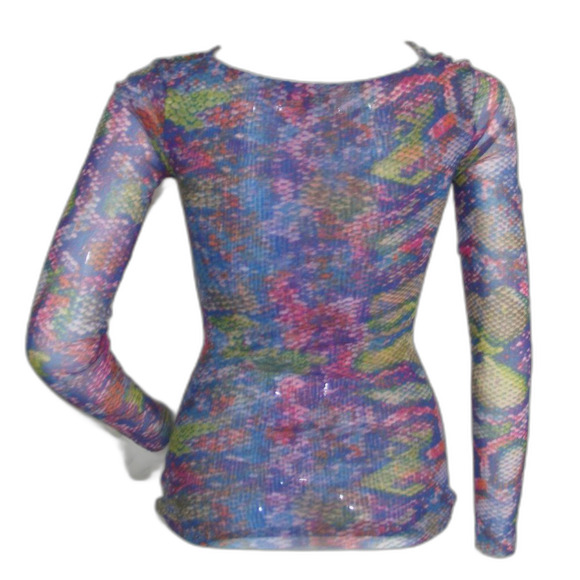 BLACK SAKS FIFTH AVE Python Tunic, XXS, Nylon Mesh, Rainbow Snakeskin - Picture 4 of 12